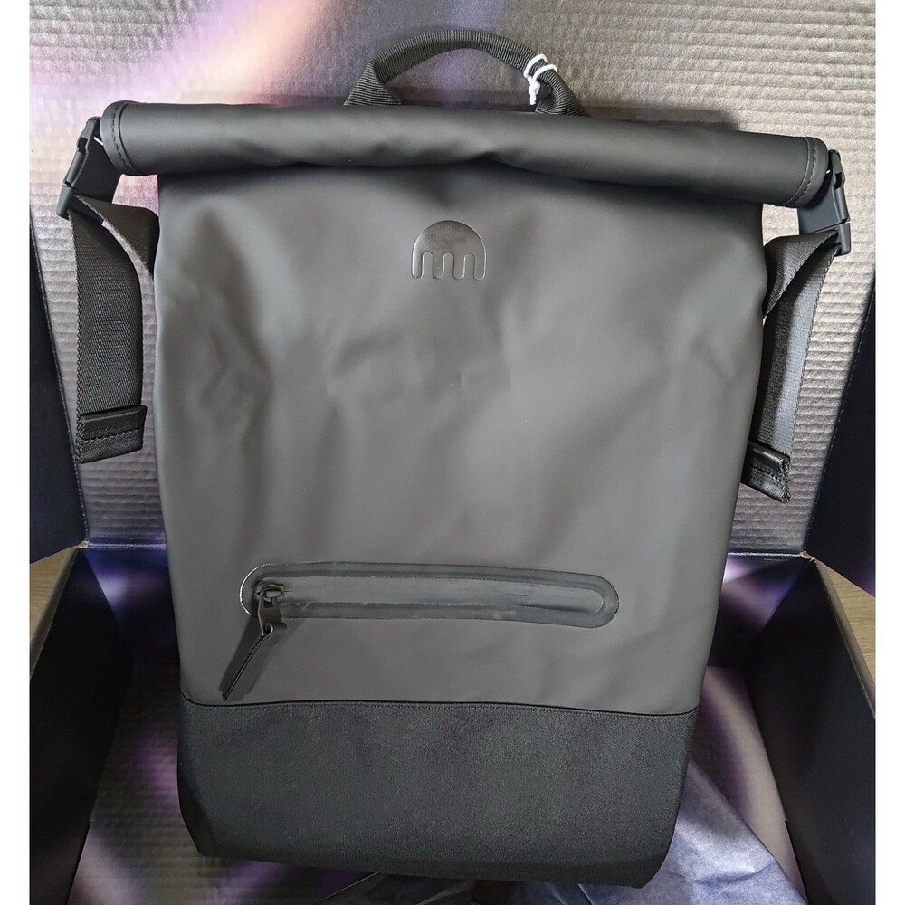 RARE Rains Trail Rolltop Backpack W3 Black Unisex Kraken Logo 14320